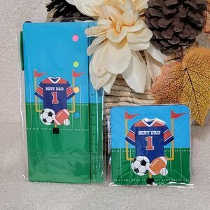 Best Dad Sports Theme 3pc Stationery Set (Sticky Notes, Pen, & Magnet) Brand New